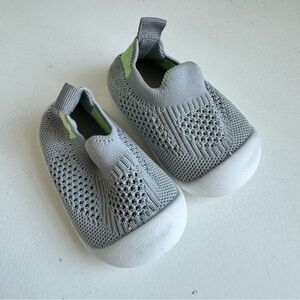 Gray and White Kids Slip-On Shoes